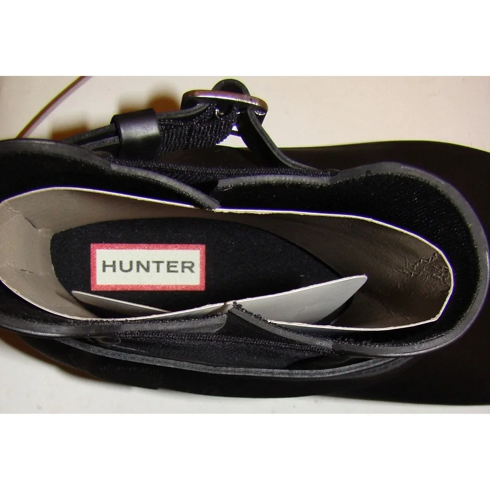 NEW! HUNTER MENS Black Chelsea Rubber Ankle BOOTS Buckle SIZE 11 WOMENS 12 DB3